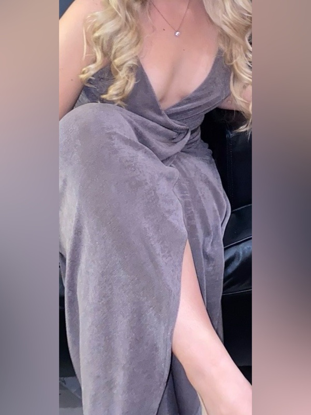 Women’s Taupe Wrap Maxi Dress with Side Slit